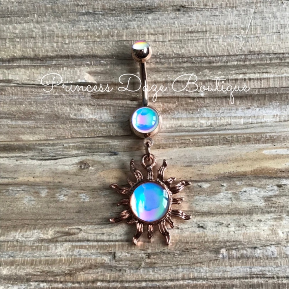 Rose Gold Blazing Sun Belly Button‎ Ring